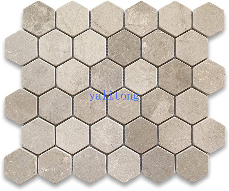 Tumbled marble hexagon tile