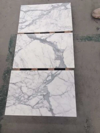 Marmer putih Calacatta diasah meja Tops
