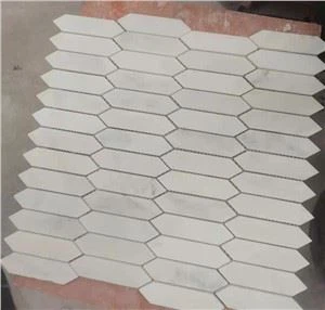 Ubin Mosaik Piket Marmer Putih